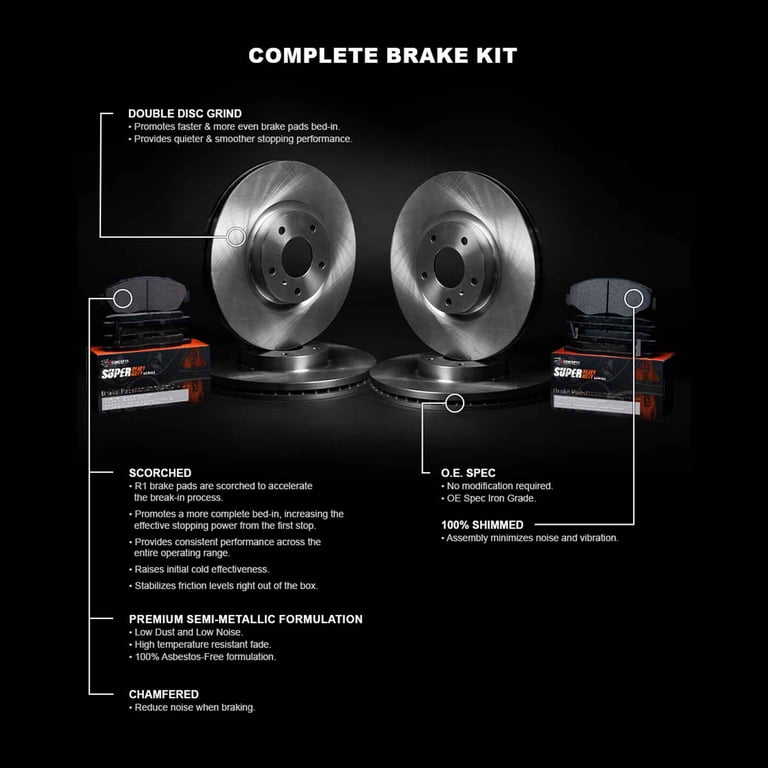 R1 Concepts WFXN2-99309 Front Rear Brakes and Rotors Kit Super