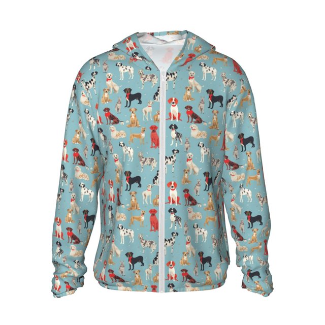 Fotbe Animal Dog Chaqueta con Protección Solar UPF 50+ para Hombre y Mujer, Camisa con Capucha y Bolsillos-Small