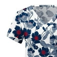 thumbnail image 4 of Qertyioot Hauts pour Femmes Femmes Manches Courtes Col en V Hauts Uniforme Imprimé Poches Chemisier Hauts, 4 of 5