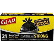 Glad Strong Quick-Tie Large Trash Bags, 30 Gallon, Black, 21 Ct