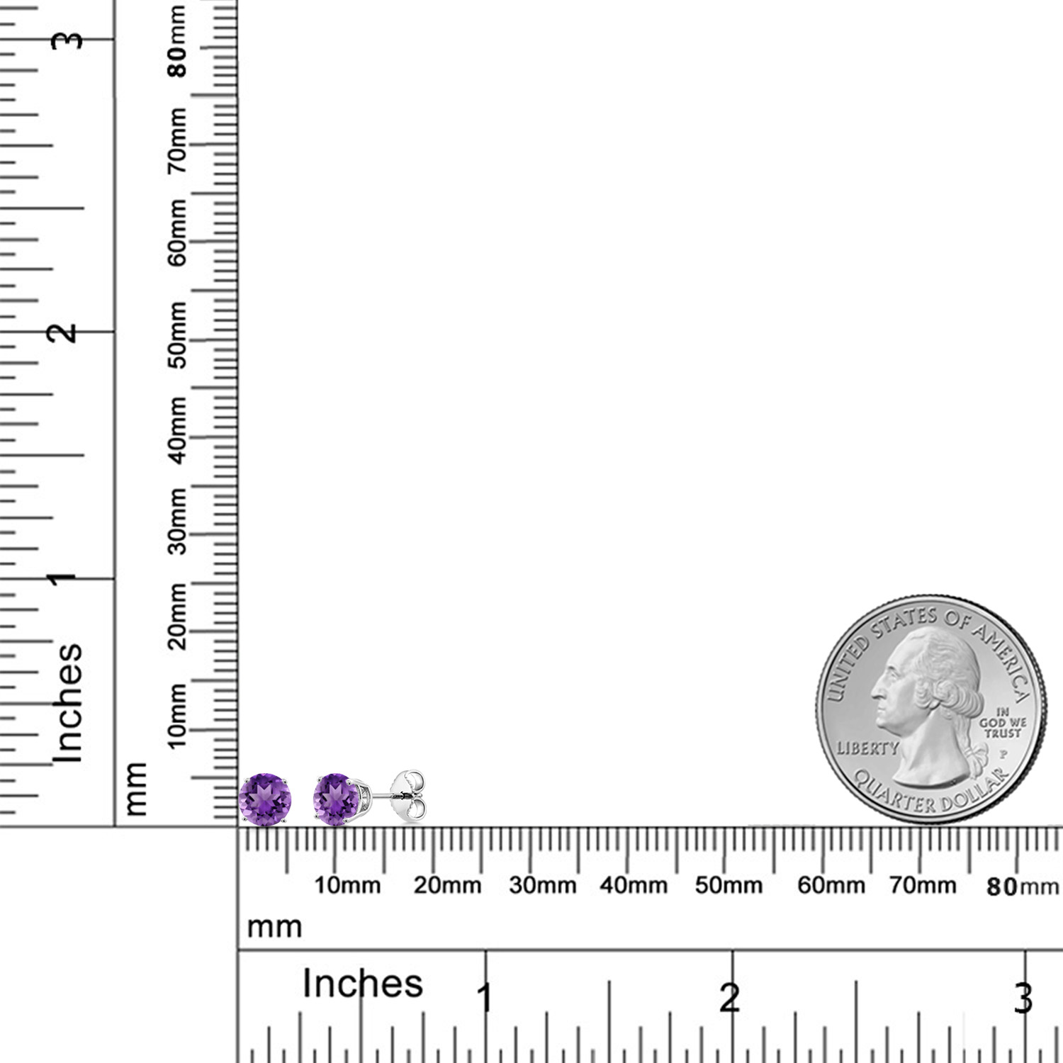 Gem Stone King 925 Sterling Silver Purple Amethyst Stud Earrings for Women Men (0.95 Cttw, Gemstone Birthstone, Round 5MM)
