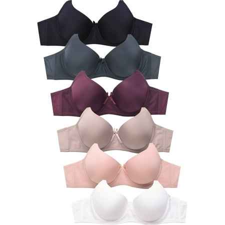 

247 Frenzy Women s Essentials Sofra PACK OF 6 PLUS Full Coverage Solid Bras