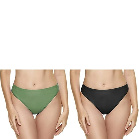 Wijhcboe 2 Pack Women Swim Cover Ups Women Pants Vintage Print Low Waist Brazilian Bikini Bottom Swimwear Briefs Beachwear Brazilian Bikini Bottom Side Tie Thong Bathing Swim Bottoms for Women High