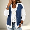 thumbnail image 2 of Daiosportswear Cardigan Sweaters for Women Long Sleeve V Neck Button Up Knit Loose Color Block Outwear Coats White, 2 of 9