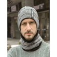 thumbnail image 6 of Luxtrada 2-Pieces/Set Winter Beanie Hat Outdoors Scarf Set Warm Knit Hat Thick Knit Skull Cap for Men Women (Grey), 6 of 10