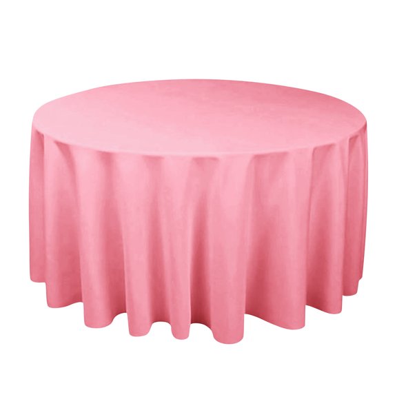 Round Tablecloth, 63Inch Thick Plain Weave Solid Color For Parties, Weddings, Banquets, Indoor Outdoor Events - Pink