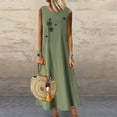 thumbnail image 2 of Birdeem Robes de Mode pour Femmes Été Décontracté Col Rond Sans Manches avec Poches Robe Longue de Plage, 2 of 4