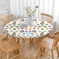 thumbnail image 3 of Multicolor Christmas Pattern Round Fitted Tablecloth with Elastic Edge,Dining Table Cover Waterproof,Outdoor Round Tablecloth for Camping,Dining,Indoor and Outdoor, 3 of 7