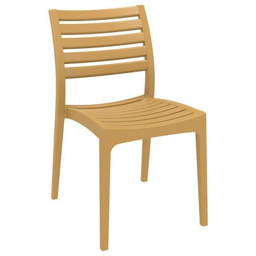 Luxury Commercial Living 33" Teak Brown Stackable Outdoor Patio Dining Chair