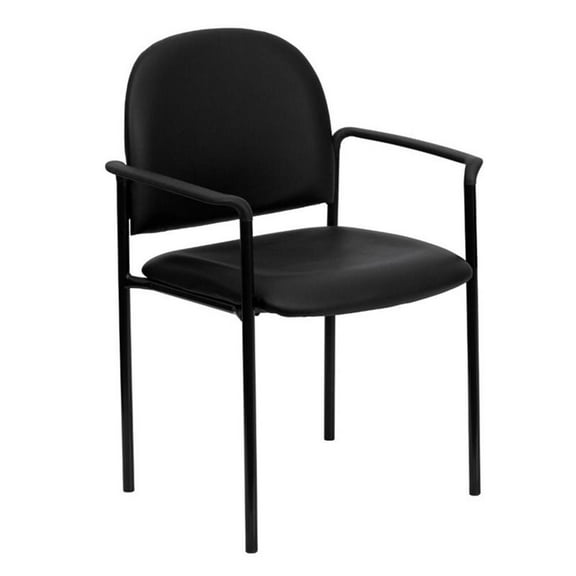 Pemberly Row Contemporary Comfortable Side Guest Chair in Black