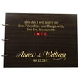 thumbnail image 1 of Personalized Custom Wood Engraved Guest Book Rustic Wooden Wedding Guestbook Photo Album, 1 of 2