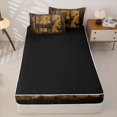 thumbnail image 4 of Castle Fairy Animal Deer Silhouette Zipper Twin Comforter Sets with Fitted Sheet and 2 Pillowcases for Boys,Rustic Cabin Zipper Bedding Set,Sepia Brown Black,Black Reversible,4-Piece, 4 of 6
