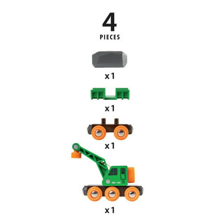 Brio Wooden Train Set, Clever Crane Wagon, Compatible Tracks