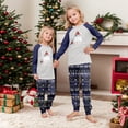 thumbnail image 6 of Yuaguia Christmas Family Matching Pajamas Set, Blue and White Snowflake Hat Tree Print Long Sleeve Top and Blue Patterned Pants, Festive Holiday Sleepwear, Kids 6 Years, 6 of 7