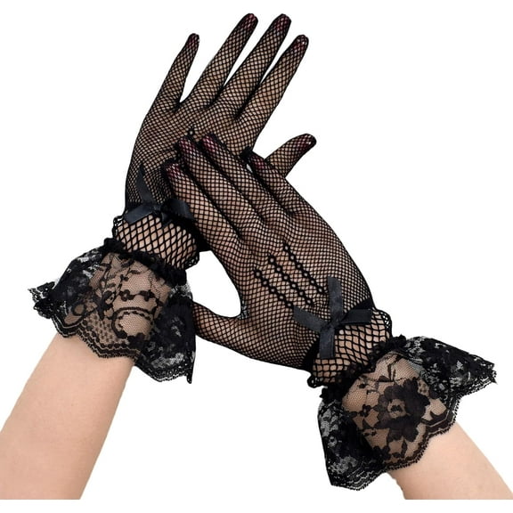 YooGuoGuo Women's Short Lace Half Finger Lace Sunscreen Gloves Open Finger Etiquette Wedding Decoration Gloves