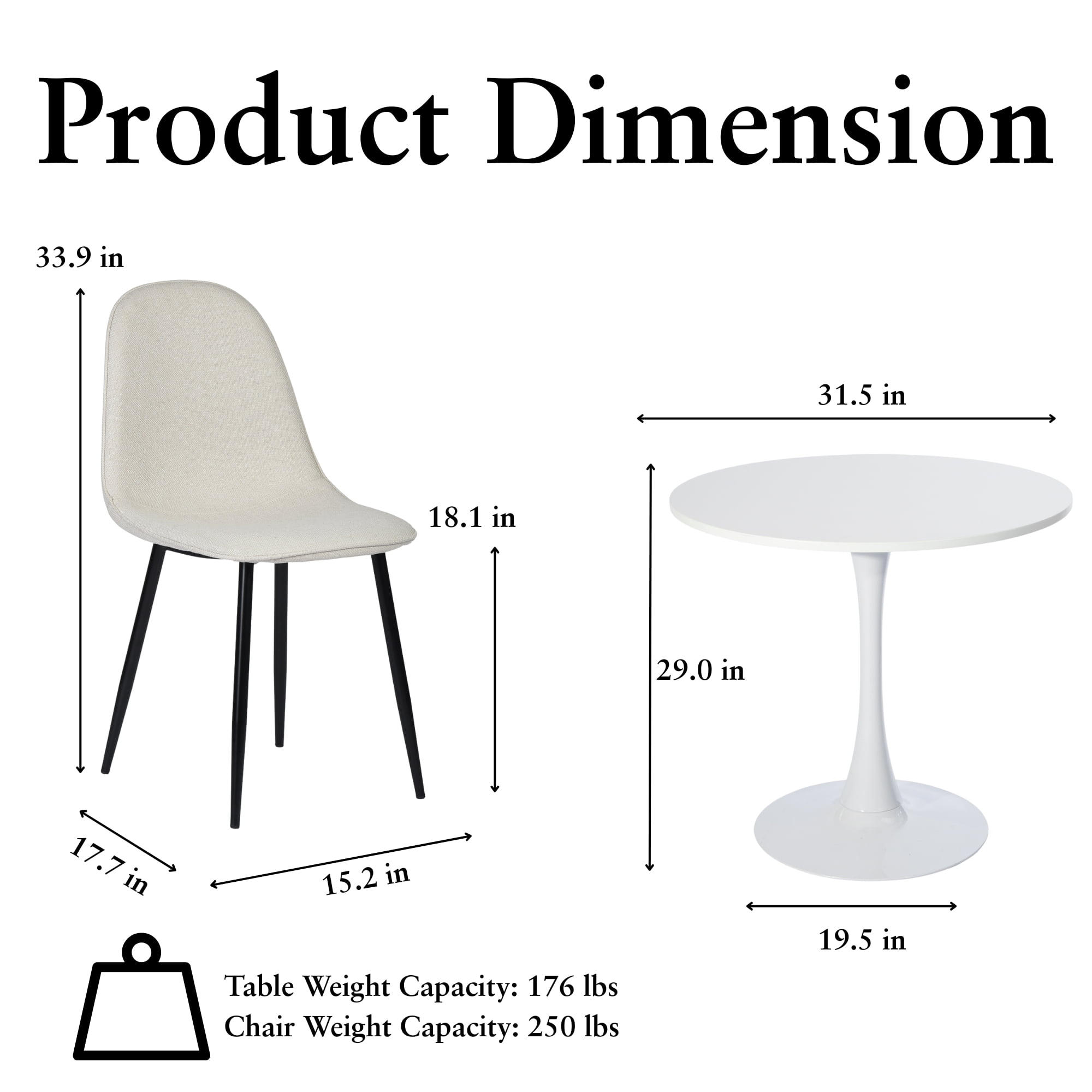 Ensemble de salle à manger gain de place Homy Casa pour 4 personnes, cuisine d'appartement, noir