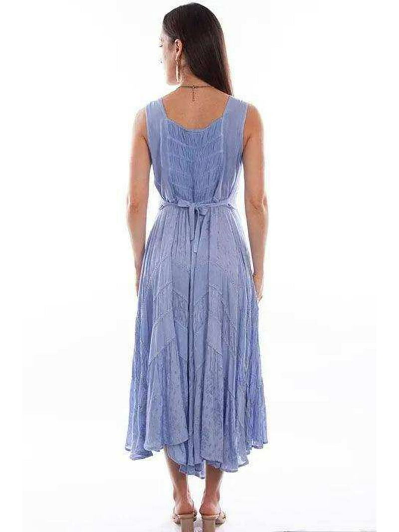 Scully Women's Lace-Up Jacquard Midi Dress - HC118-LSB Medium US Light Blue