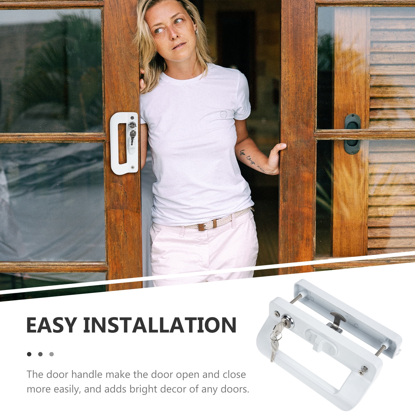 Double-page Sliding Door Lock Lever Handle Barn Handles Heavy Duty Patio Cabinet Locks Glass Knob