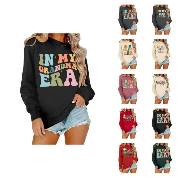 In My Grandma Era Sweatshirts for Women Long Sleeve Crewneck Grandma Sweatshirt Mothers Day Pullover Tops