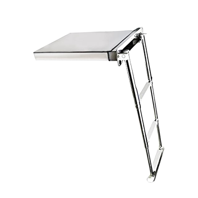 MARINE CITY 3-Step Swiveling Boat Ladder, Slide Folding Design, 316 Stainless Steel, Mirror Finish, Anti-Slip Anti-Rattle, 400 lb Capacity, for Boats, Yachts & Pontoons