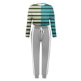 thumbnail image 2 of Gibobby Conjunto de sudadera informal para mujer Conjunto de pantalones casuales con cordones de manga larga y cuello redondo a color block a la moda para muj(Verde,G), 2 of 4