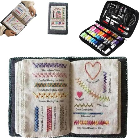 Embroidery Stitch Book & Sewing Kit Complete Sewing Kit with Patterns & Tools Portable Guide for DIY Craft Lovers Perfect for Beginners & Sewings Enthusiasts