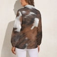 thumbnail image 2 of Cow Hide Brown & White Long Sleeve Blouse Woman Streetwear Casual Shirts Summer Oversize Woman Streetwear Clothing Birthday Present, 2 of 7