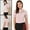 Pink, variant on Unique Bargains Women's Bow Tie Neck Elegant Short Sleeve Blouse Beige L