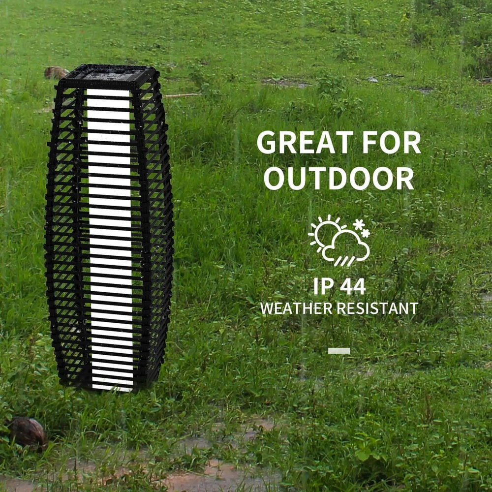 Aimee Lii Solar Floor Lamp, Outdoor Rattan Garden Lantern Pathway Light & Decorative Driveway Lighting with Auto On/Off LED Lights, Outdoor for Patio Garden Backyard Porch, Yard, Lawn, Black