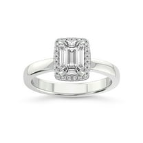 3 Carat IGI Certified Emerald Shape Lab Grown Diamond Engagement Ring | 14K White Gold | Anna Hidden Accents Halo Lab Diamond Ring | FG-VS1-VS2 Quality Friendly Diamonds