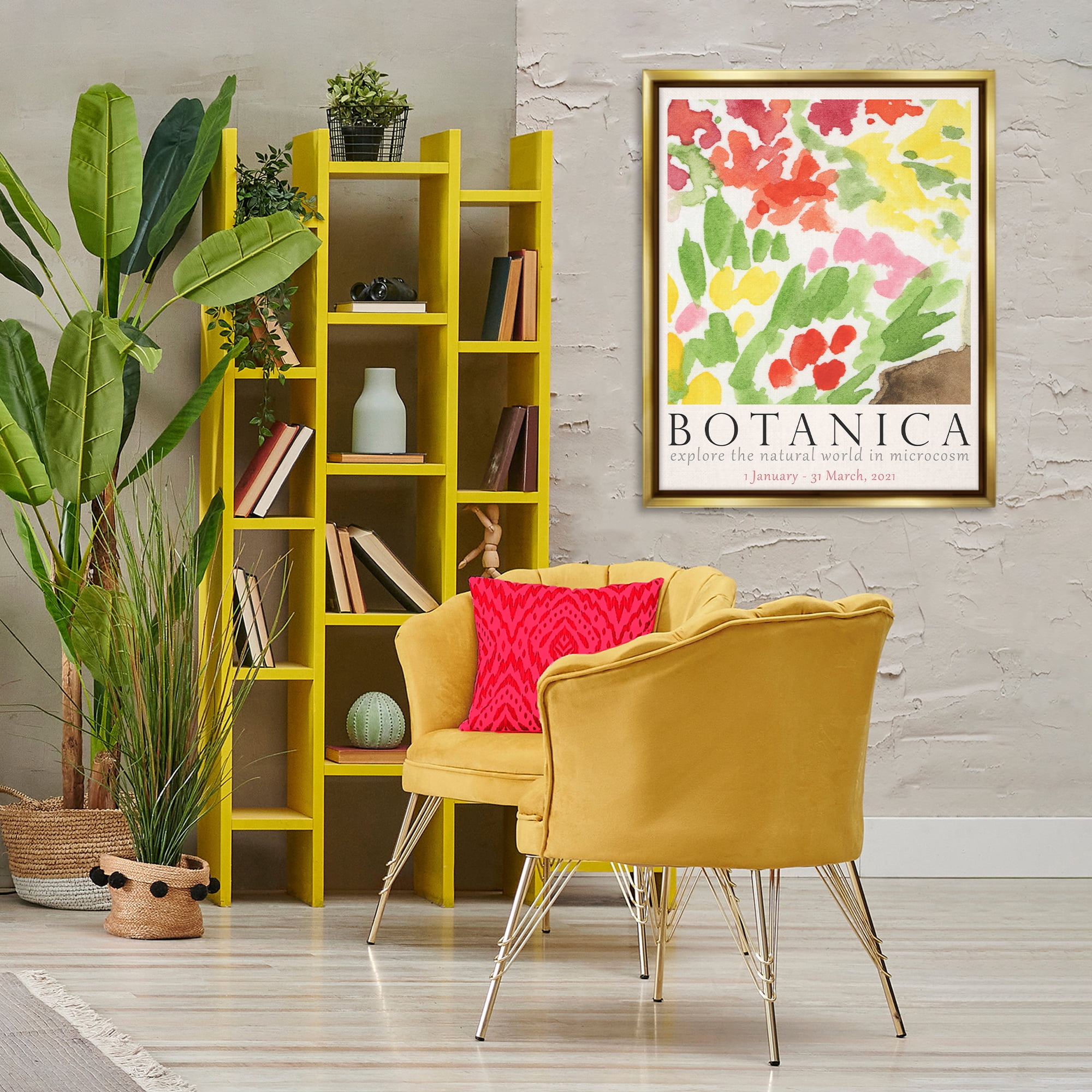 Stupell Industries Botanica Floral Museum Plants & Flowers Painting Gold Floater Framed Canvas Art Print Wall Art, 25 x 31