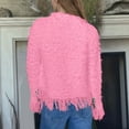 thumbnail image 2 of Womens Fall Jacket Elegant Fringe Trim Double Cropped Tassel Lightweight Coats Pink, 2 of 5