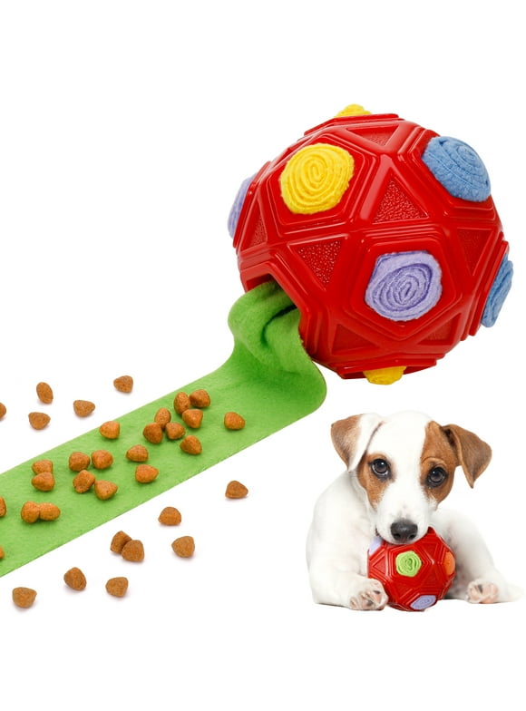 Qweryboo Snuffle Ball for Dog Toys, Encourage Natural Foraging Skills, Slow Food Training, Cloth Strip With Hidden Food Dog Puzzle Toys for Large Medium Small Dogs(Red)