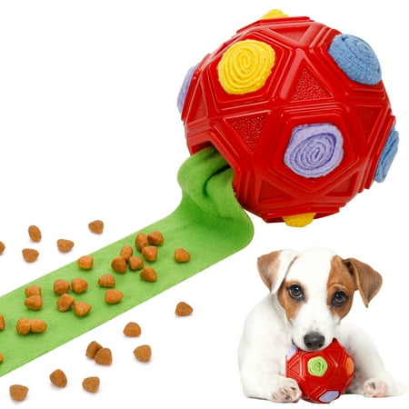 Qweryboo Snuffle Ball for Dog Toys, Encourage Natural Foraging Skills, Slow Food Training, Cloth Strip With Hidden Food Dog Puzzle Toys for Large Medium Small Dogs(Red)