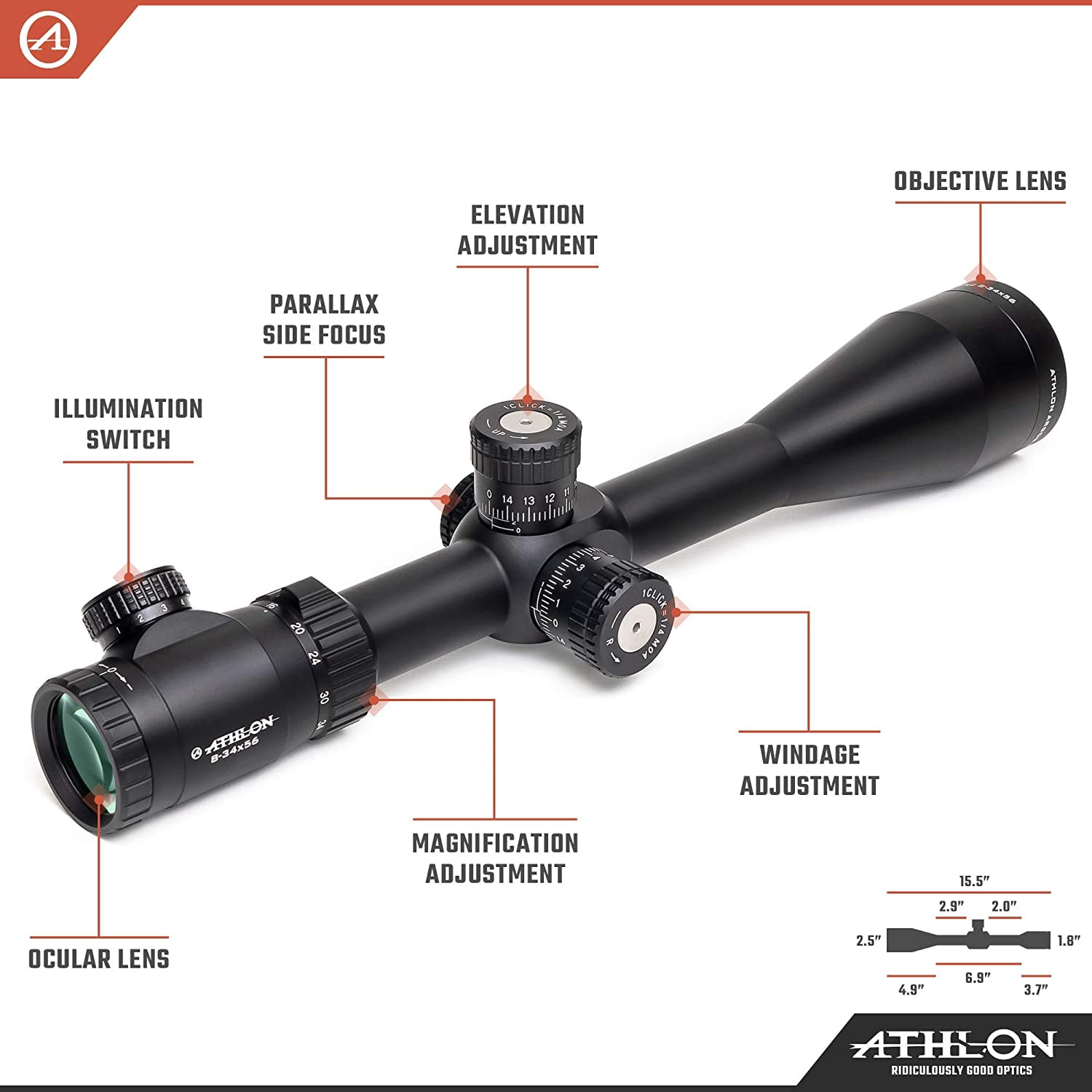 Athlon Optics Argos BTR GEN2 8-34X56 First Focal Plane Riflescopes