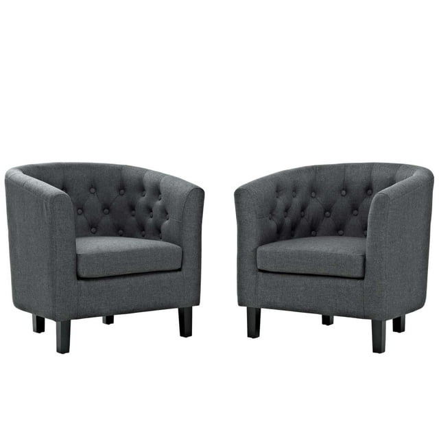 Modway Prospect 2 Piece Upholstered Fabric Armchair Set in Gray
