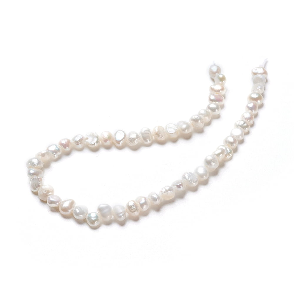 6 Strand Natural Cultured Freshwater Pearl Beads Strands Two Sides Polished White 3.5~4.5x2.5~3x3~3.5mm Hole: 0.5mm about 48pcs/strand