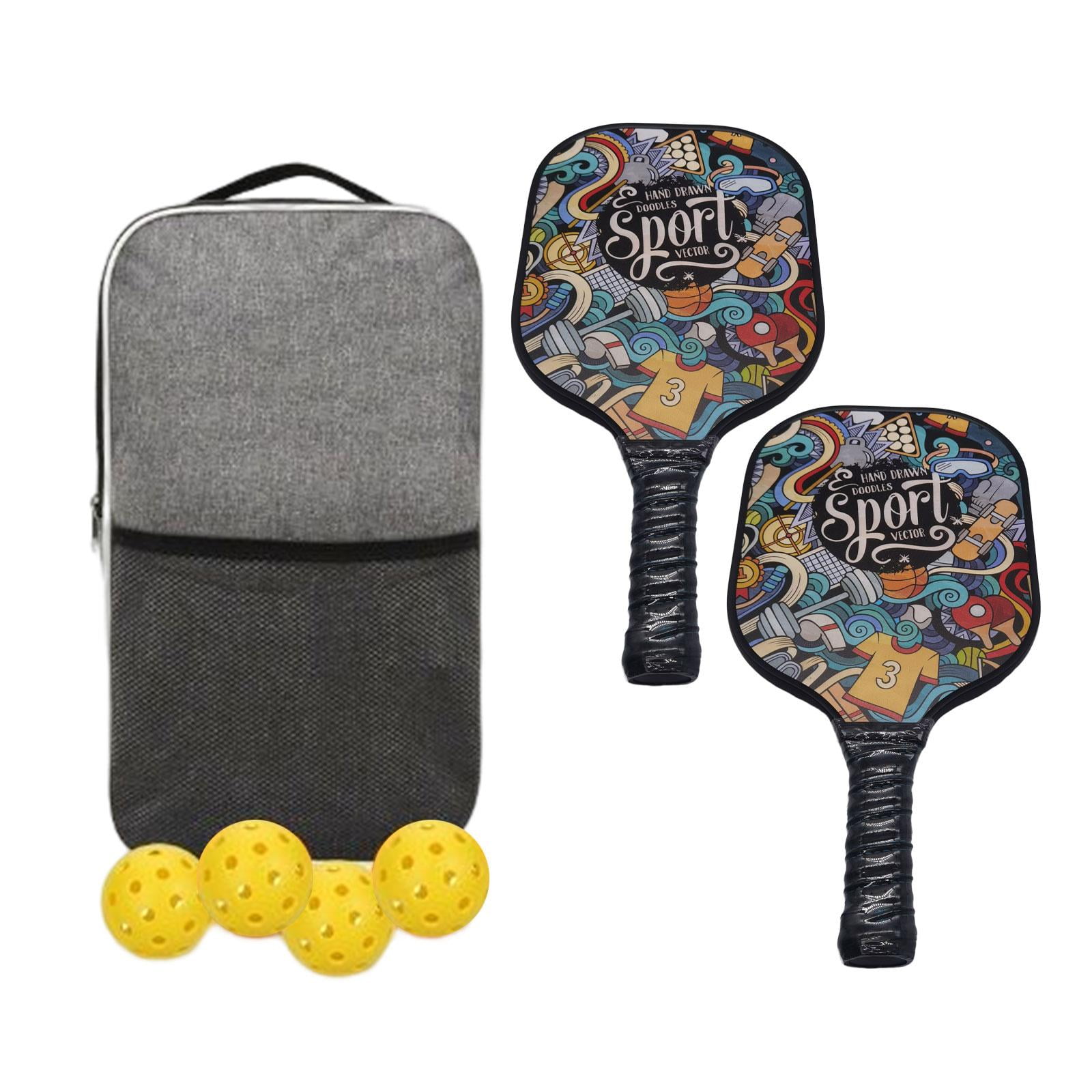 Pickleball Paddle Set, Pickle Ball Paddle 4 Balls Portable Fiberglass