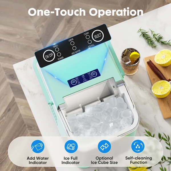 ZHICHUN Portable Countertop Ice Maker 26lbs/24H 6-Min Fast Ice Machine Self-Cleaning Quiet Design