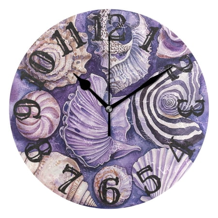 Shells Zebra Stripe Wall Clock 10 inch Non-Ticking Easy to Read Decorative Clocks for Home Bedroom Living Room