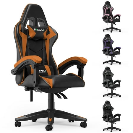 Bigzzia High-Back Gaming Chair PC Office Chair Computer Racing Chair PU Desk Task Chair Ergonomic Executive Swivel Rolling Chair with Lumbar Support for Back Pain Women, Men (Orange)
