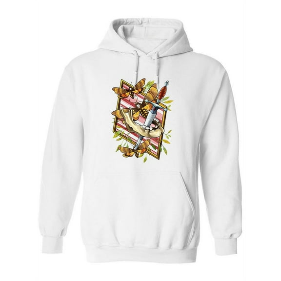 Dagger With Moth Hoodie Women -Image by Shutterstock, Female x-Large