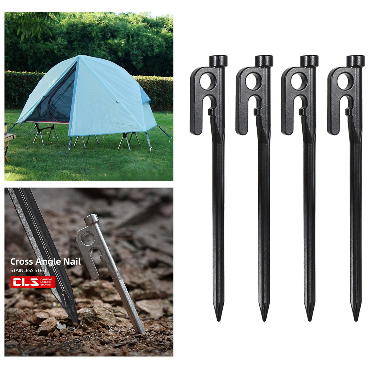 Gray Bunny Galvanized Steel Tent Stakes, 10 Pack, Solid Steel Tent Pegs,  Rust Resistant Metal Hook, Garden Stake for Plants and Landscaping, Perfect  for Anchoring Camping Tents