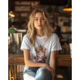thumbnail image 4 of Women's T-Shirts, Cat Throne Crown Cotton Crewneck Tee Short Sleeve Casual Tops Loose Graphic T-Shirt White, 3XL, 4 of 7