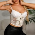 thumbnail image 6 of Lovskoo Bustier Tops for Women 2024 Underwired Camisoles Ladies Trendy Sleepwear Flower Embroidery Girdle Suspender Corset French Retro Sun-Top Top White, 6 of 8