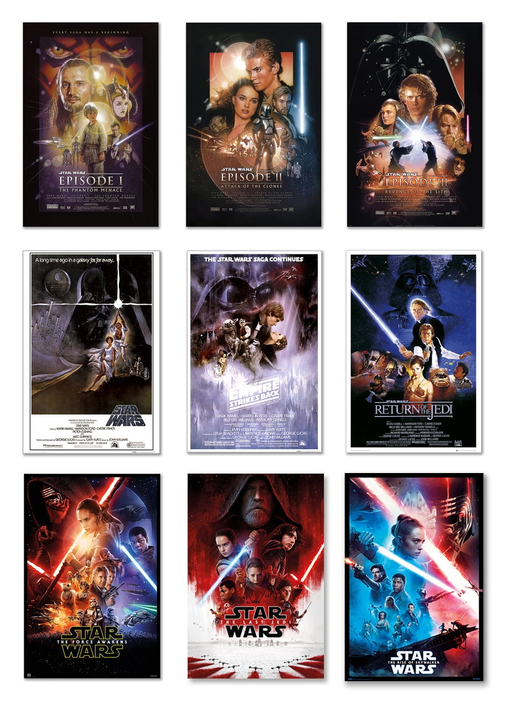 Star Wars: Episode I, II, III, IV, V, VI, VII, VIII, IX - Movie Poster