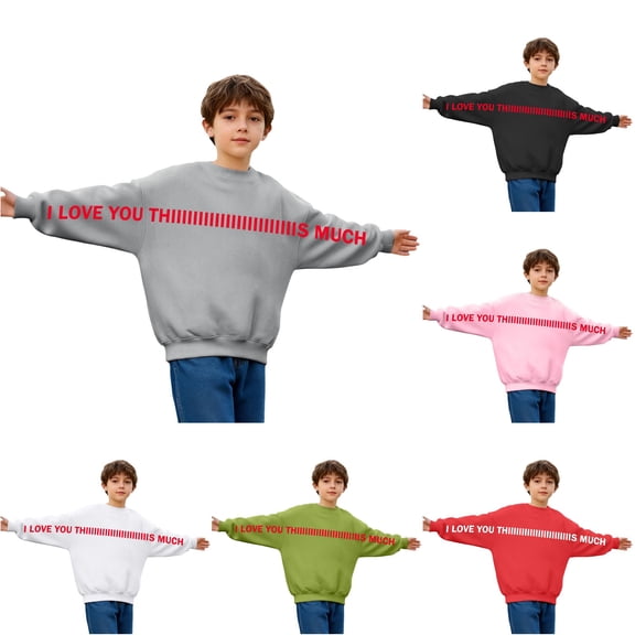 Tanghaowl Kids Sweatshirts Boys Girls Lined Long Sleeve Kids Warm Winter Pullover Hooded Sweatshirt Sweater with Cozy Lining Grey 5-6 Years