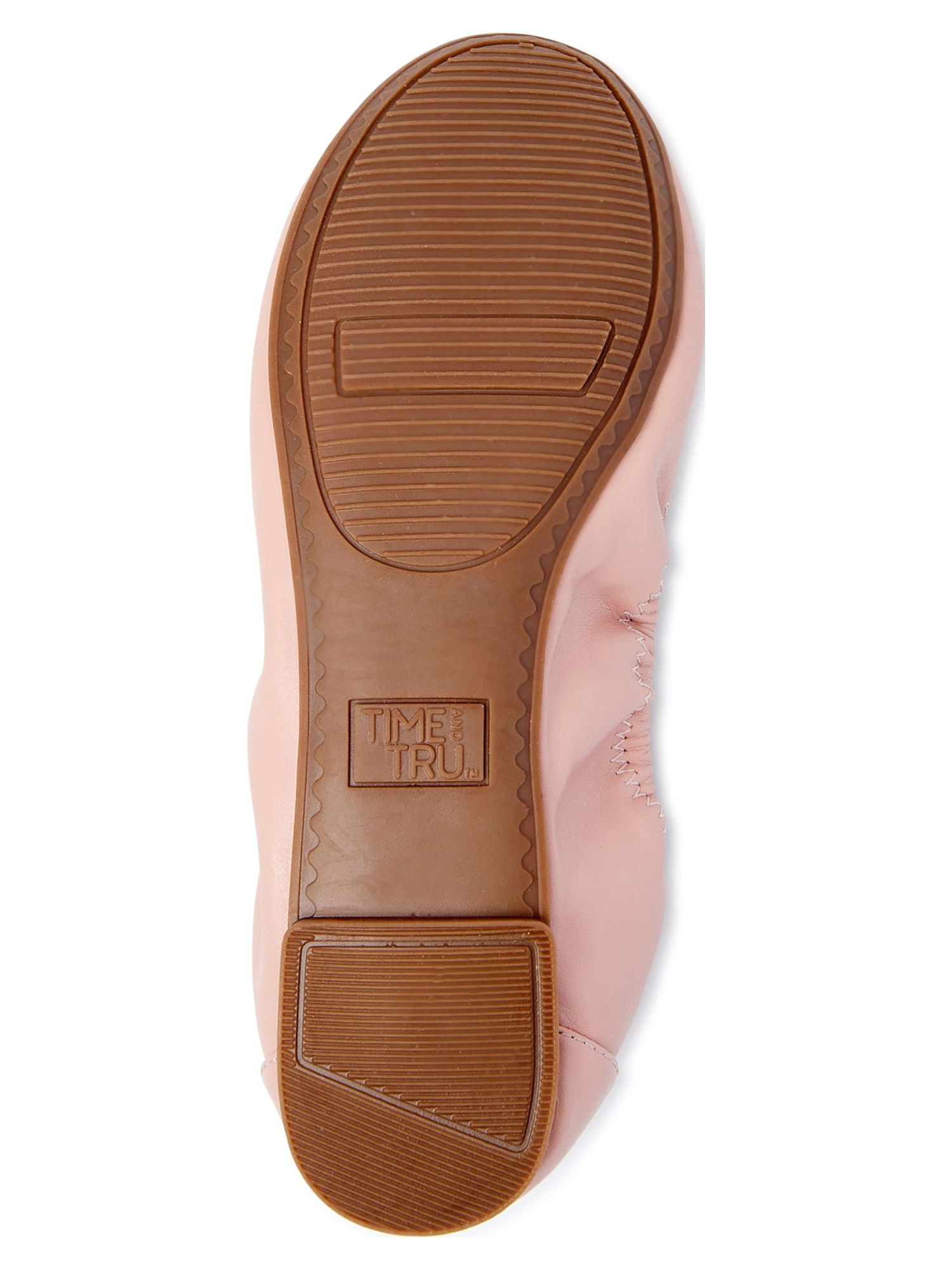 Time and Tru Women's Scrunch Ballet Flats, Wide Width Available