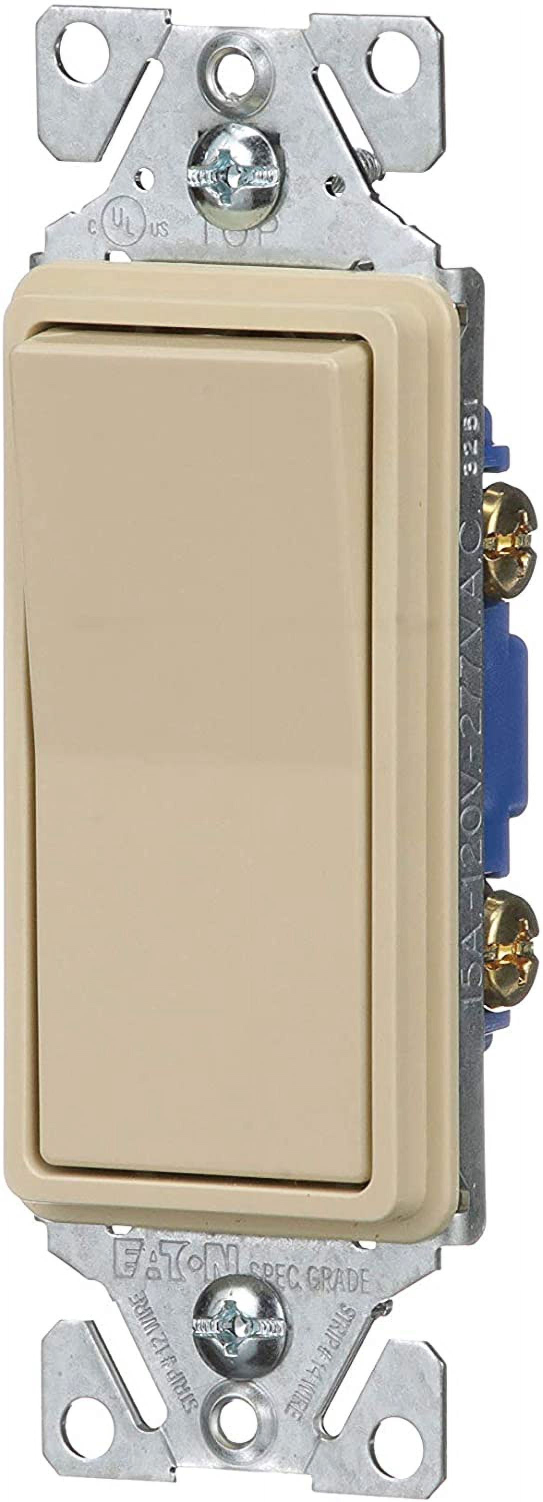 Cooper Wiring Device 7501VBOX Single-Pole Decorator Rocker Switch, Ivory - 15A