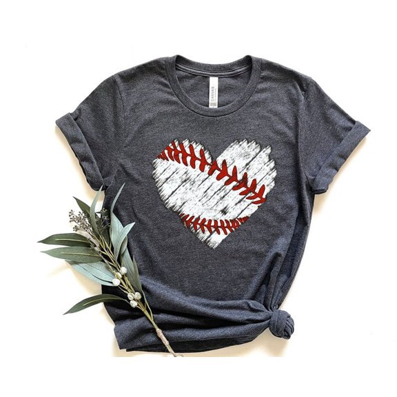 Baseball Distress Heart Shirt, Baseball Shirt, Baseball Mom Shirt, Baseball Heart Shirt, Baseball Sublimation Shirt, Sports Mom Shirt